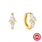 S925Sterling Silver Heart Geometric Inlaid Diamond Hoop Earrings Hot Sale Irregular Ear Clips Earrings for Women