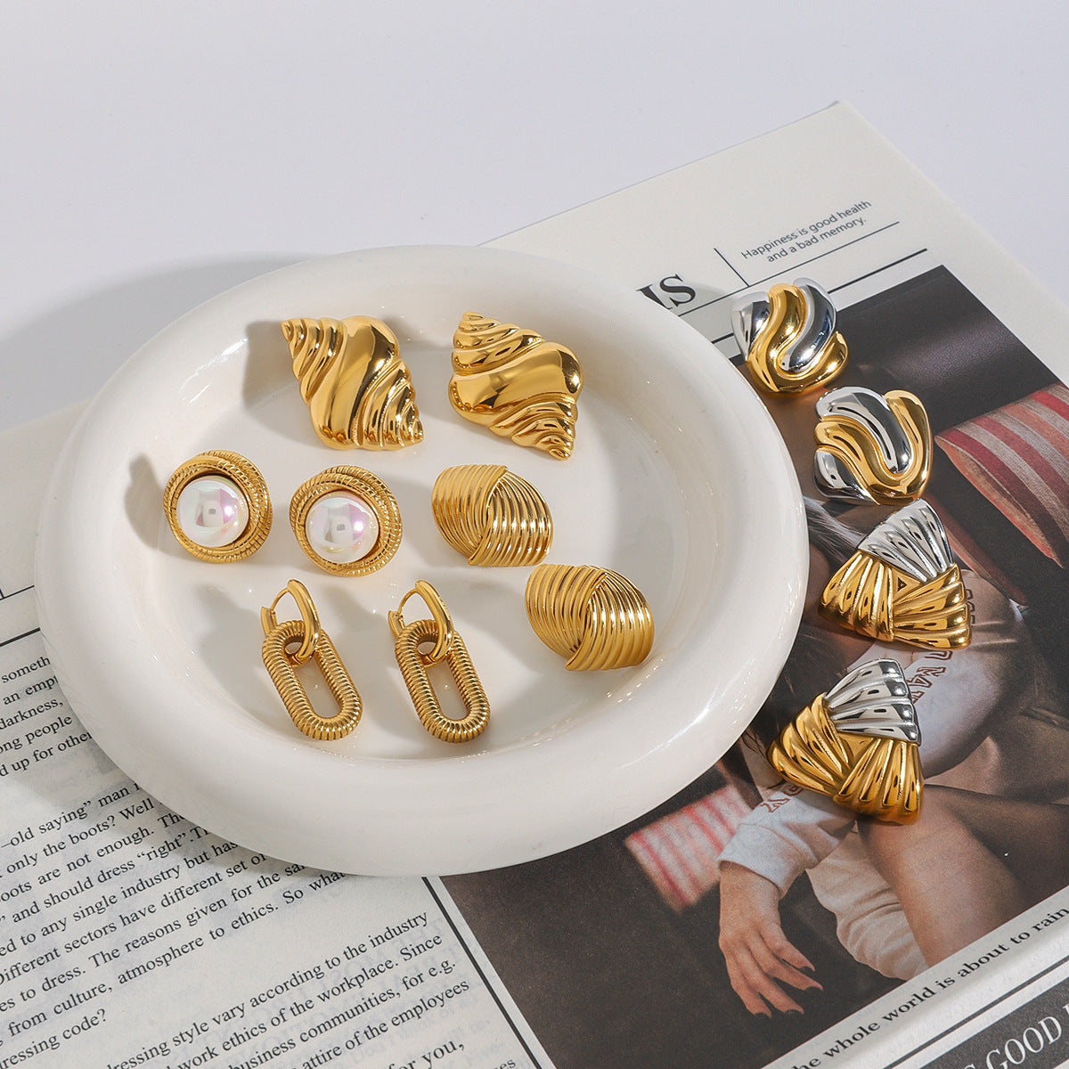 Stainless Steel Pearl Stud Earrings Star Earrings Earrings earrings Ornament