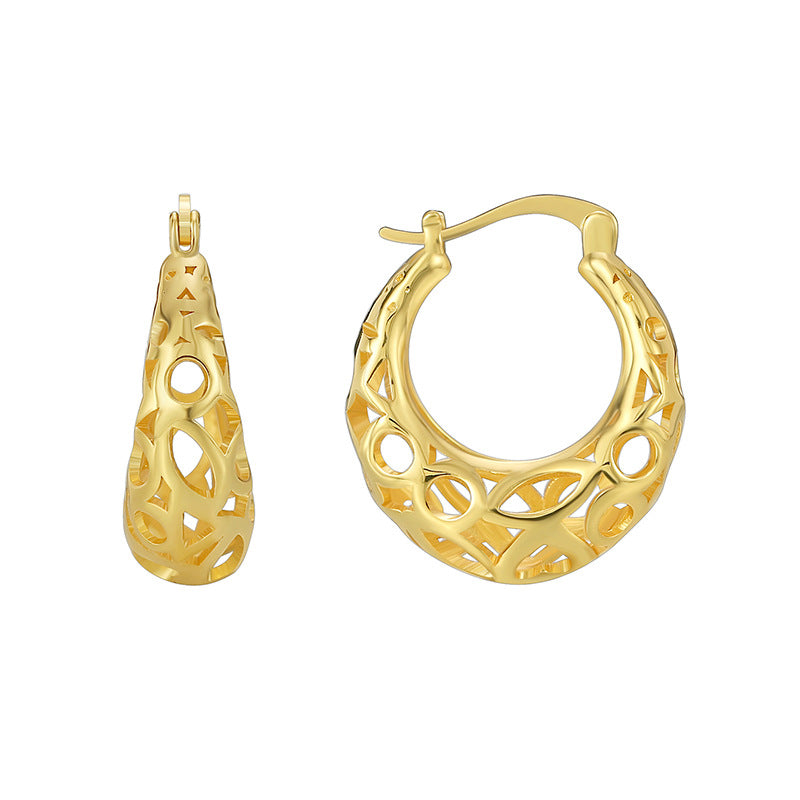 E0523 Fashion Design Hollow Earrings for Women Creative Trendy Cool Irregular Texture Ear Clips