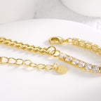 B0136 Daily Hip-Hop Style Fashion Bracelet for Women Copper Plated with Real Gold Asymmetric Zircon Chain