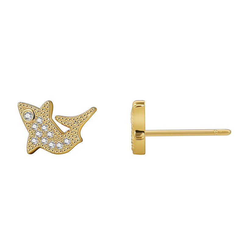 E0558 Novel Ocean Element Design Carp Shape Earrings for Women Simple Micro Pave Zircon Earrings