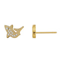 Gold-Plated Brass Pavé CZ Earrings with gold-tone brass construction