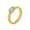 Gold-Plated Brass Square CZ Ring with Cubic zirconia Detail with gold-tone brass construction