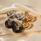 Fashion Trendy Earrings18K Gold-plated Stainless Steel Chunky Hollow Style C Shaped Earrings for Women