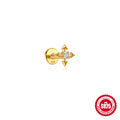 Round-Ball Zircon 925 Sterling Silver Cartilage Stud — side profile — alternate angle 2 — jewelry finish and design detail