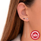 S925Pure Silver Long Minimalist Tassel Claw Setting Diamond Ear Thread Earrings Korean and Japanese Heart Earrings