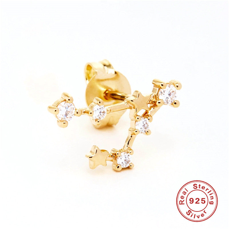 Crystal-Set Star Stud 925 Sterling Silver Earrings — jewelry design view 17