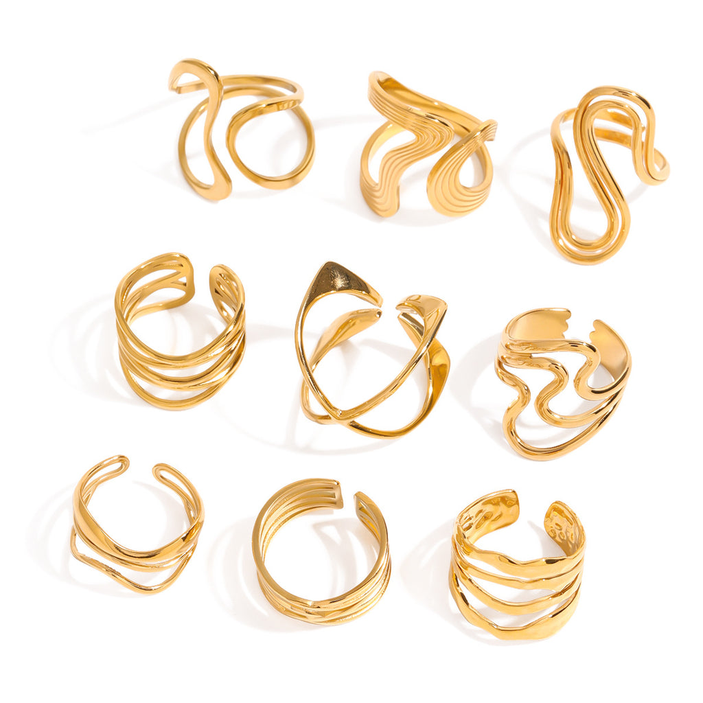 Exaggerated Irregular Stainless Steel Ring rings Female