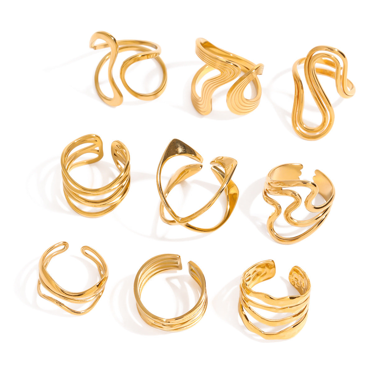 Exaggerated Irregular Stainless Steel Ring rings Female