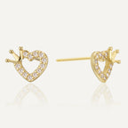 SE0320 S925Silver Design Love Crown Unique Earrings Small Ear Jewelry