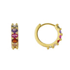 E0597 Fashion Asymmetric Earrings for Women Gear Outline Multicolor Zircon Hoop Earrings