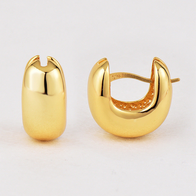 E0613 Personalized Fashion Design Sense Round and Wide U Simple Smooth Surface Earrings for Women