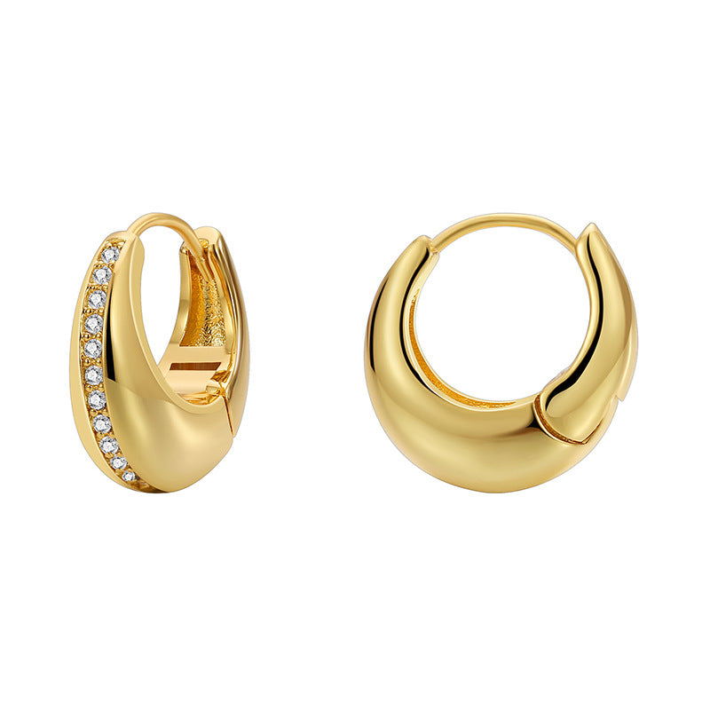 E0687 French Fashion Versatile Micro Pave Zircon Earrings for Women Minimalist Creative Design Ear Clips