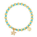 Gold-Plated Brass Starfish Beaded CZ Bracelet with Cubic zirconia Detail styled for independent jewelry boutiques
