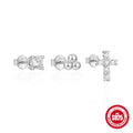 Sterling Silver Geometric Star Moon Pearl Zircon Earrings Set — fashion jewelry image 11 — jewelry finish and design detail