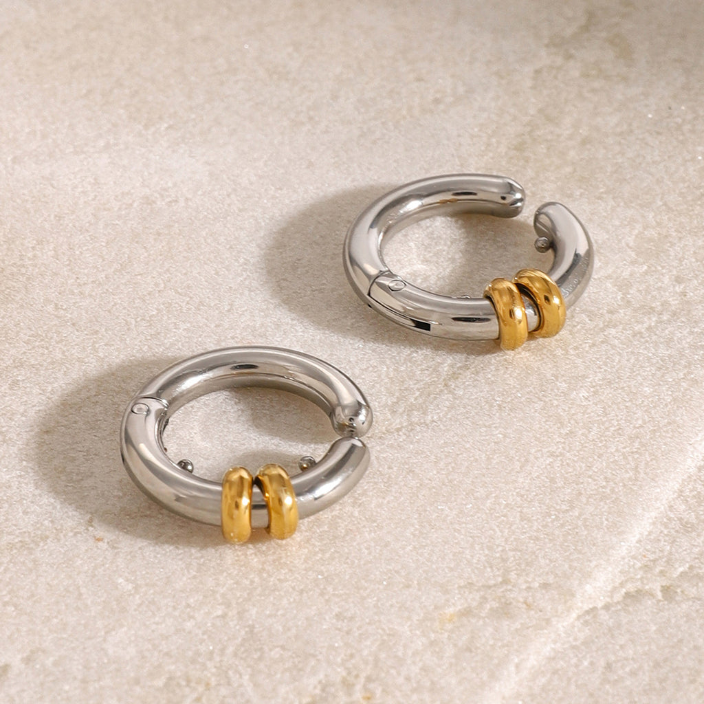 Stainless Steel Color Block Earrings Non-Pierced Ear Cuff Ear Jewelry Accessories