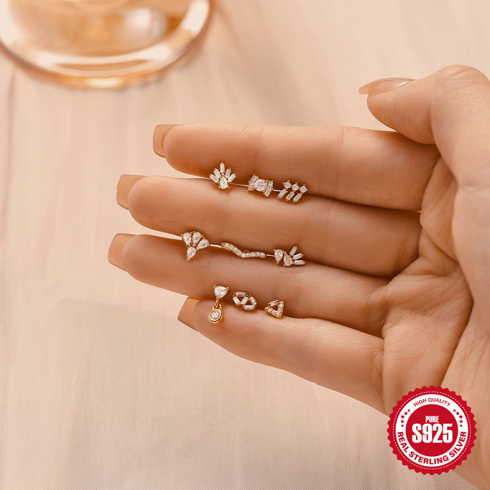 925Sterling Silver Tassel Water Drop Zircon Cartilage Piercing Flat Spiral Piercing Earrings Hot Selling Ear Bone Studs