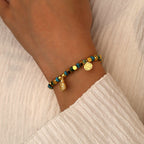 B0304 Bohemian Casual Pineapple Zircon Bracelet Vintage Vacation Turquoise Beaded