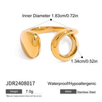 Stainless Steel gold Water Drop Bracelet Ring Open Adjustable rings