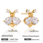 Stainless Steel Bee Earrings Ring Necklace Ring Non-Fading Bracelet