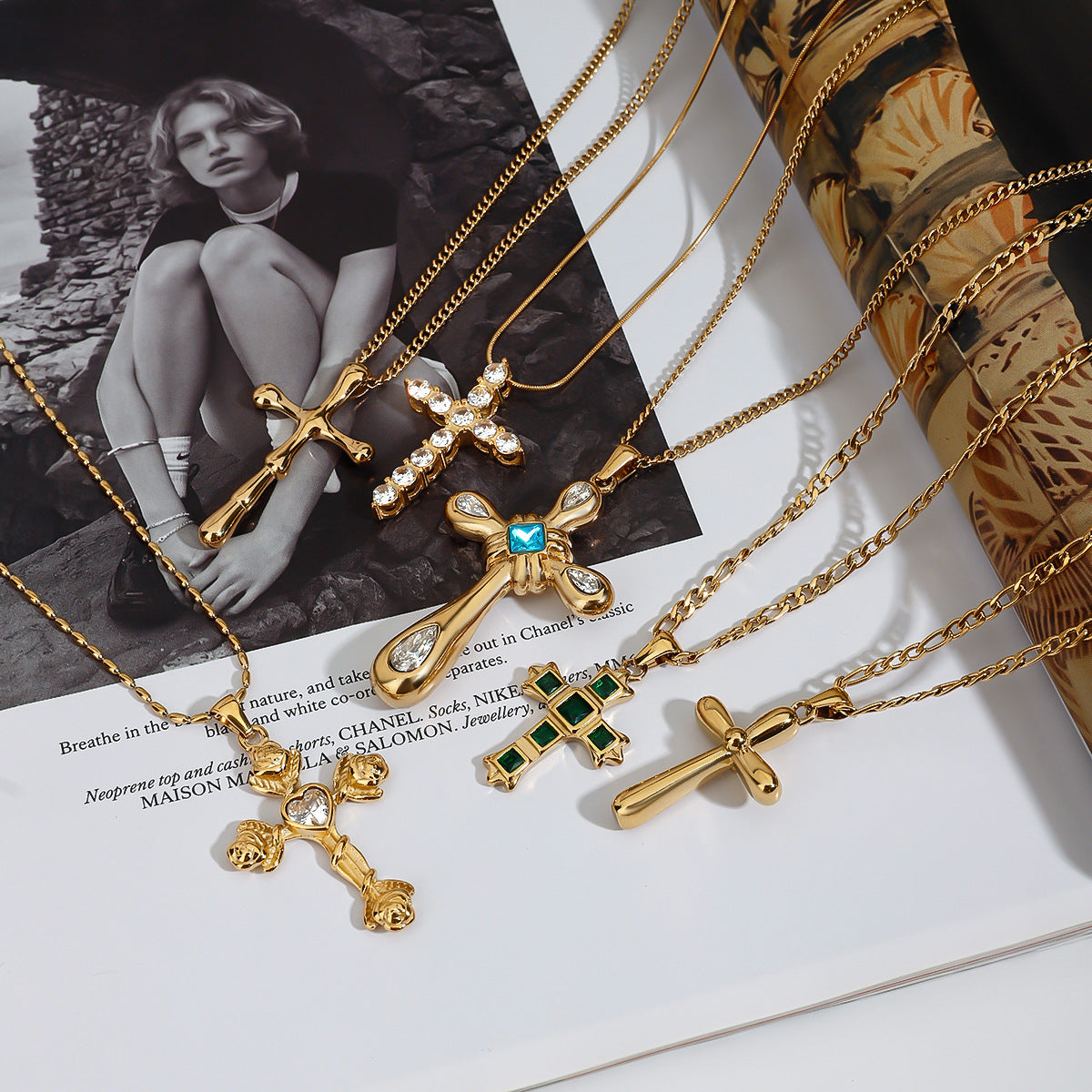 Stainless Steel Cross Necklace Jewelry Non-Fading Necklace