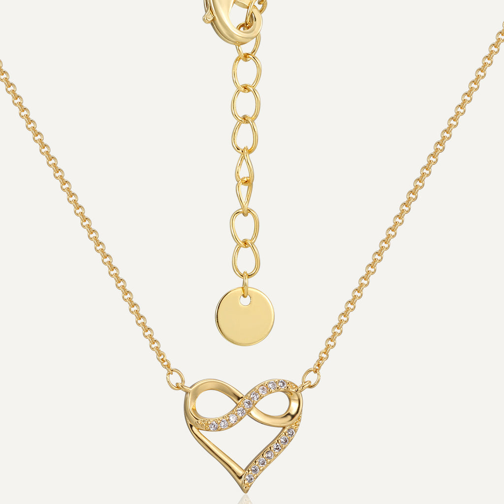 N0016 Japanese and Korean Elegant Luxury Design Hollow Heart Zircon Necklace for Women Infinity Symbol Pendant