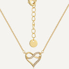 N0016 Japanese and Korean Elegant Luxury Design Hollow Heart Zircon Necklace for Women Infinity Symbol Pendant