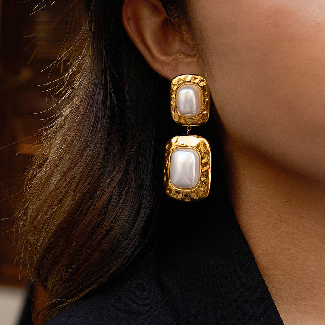 2H Resin Pearl Stud Earrings Non-Fading Stainless Steel Ear Jewelry