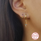925 Sterling Silver Pave Zircon Colorful Ear Cuffs Multi Size — product detail image 03