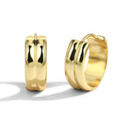 E0212 Brass Plated18K Real Gold Glossy Double Layer Earrings for Women Wide Circle Hoop Earrings