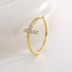 R0664 Personalized Design Ring for Women Simple Cross Inlaid with Zircon Vintage Tail Ring