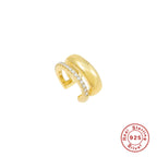 S25Sterling Silver Three-Layer Round Bead Double-Layer Inlaid Diamond Ear Clip Non-Pierced Ear Cuff Ear Jewelry Cool Minimalist Style Earrings