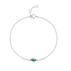 S925 Sterling Silver Green Zircon Bracelet Four Claw