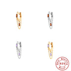S925Pure Silver Geometric Tassel Chain Square Zircon Pendant Earrings Hoop Earrings New Earrings for Women