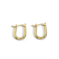 Gold-Plated Brass Horseshoe Oval Earrings — front view — jewelry finish and design detail