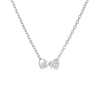 S925 Sterling Silver Double Heart Collarbone Necklace With Diamond