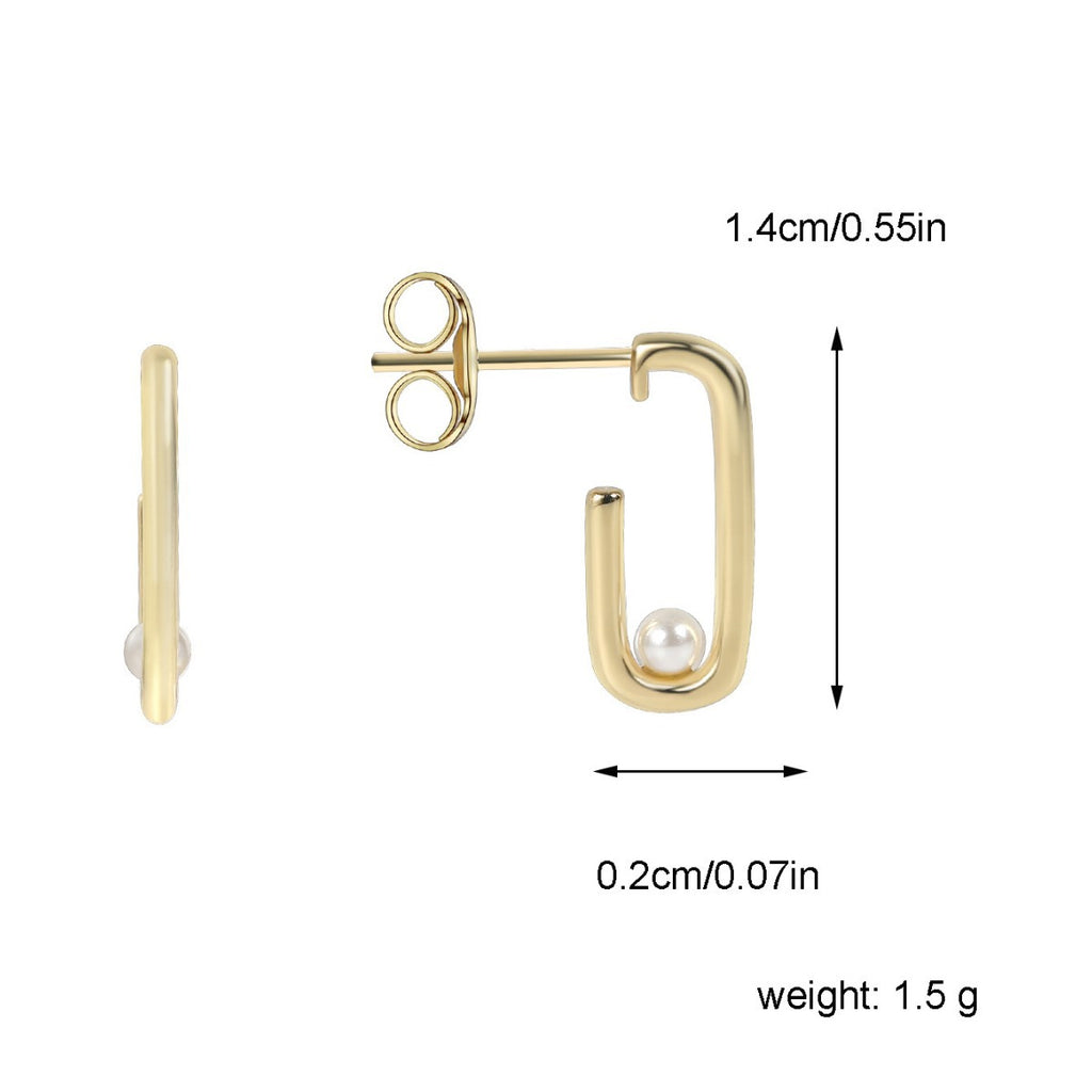 E0399 Simple Elegant Fashion Irregular Earrings for Women with Design Sense and Pearl Beads