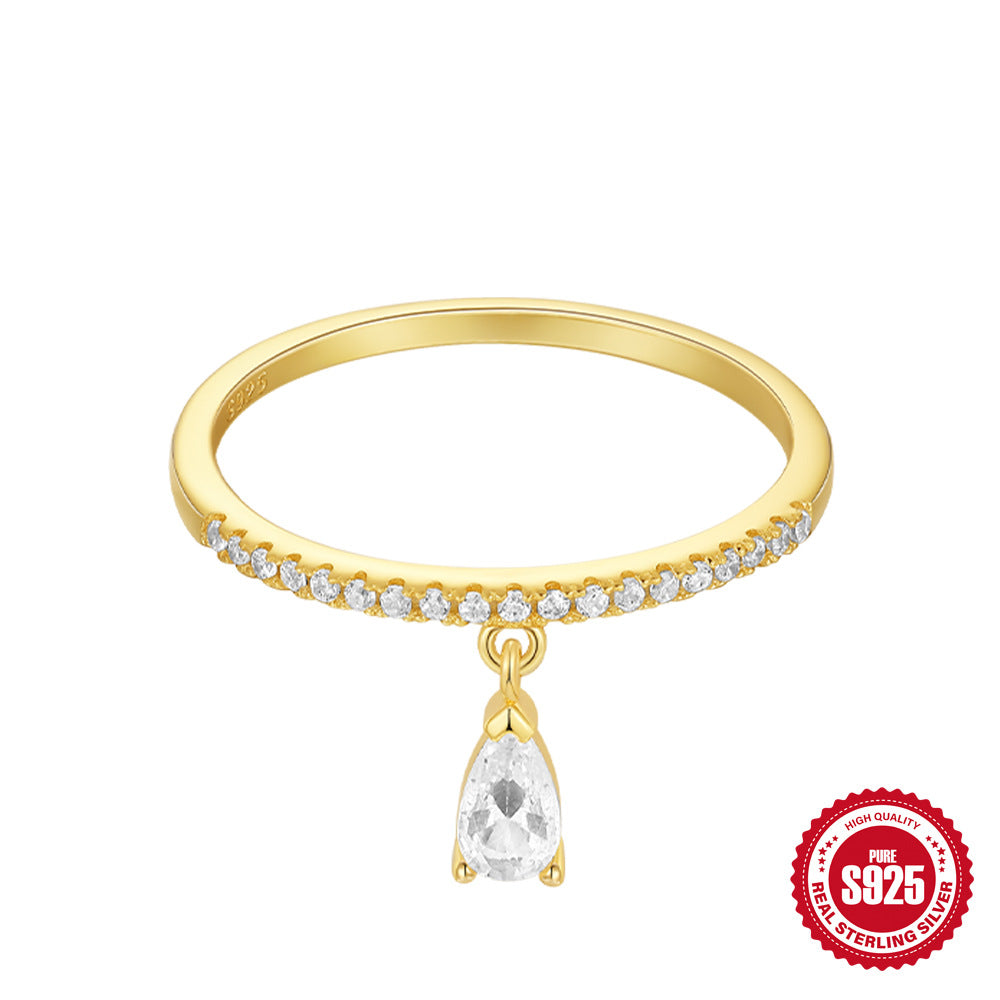 New S925Sterling Silver Single Row Diamond Moon Star Pendant Engagement Ring Hot Selling Ring