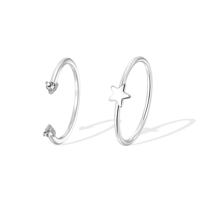 CYR0717-CYR0718 Little Star Open Double Zirconia Ring for Women Simple Design Trendy