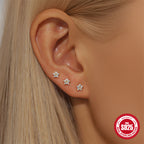 S925Sterling Silver Triangle Petal Flat Bottom Piercing Threaded Ear Bone Stud New Multi-size Earrings