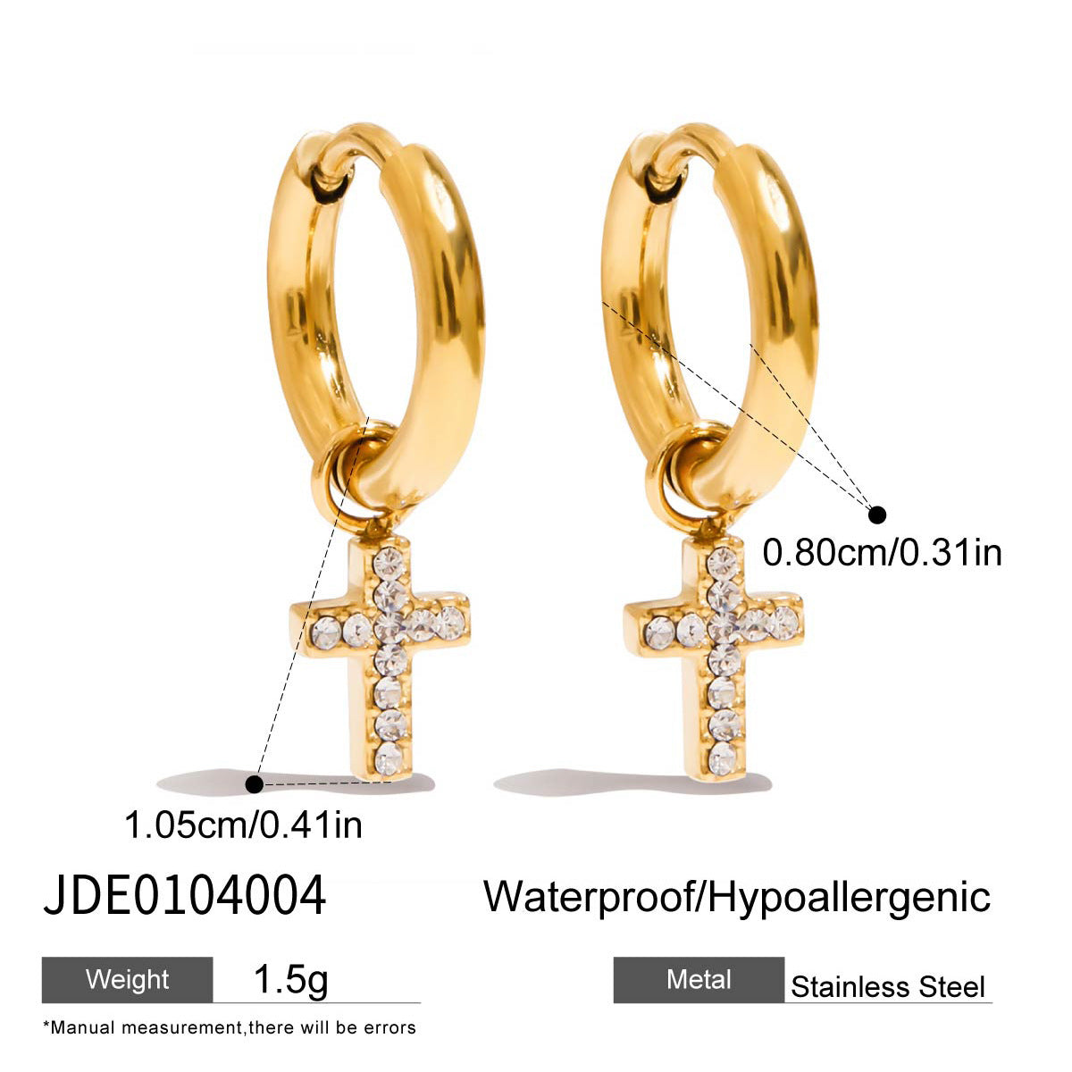 Stainless Steel Rhinestone Earrings Women's Earrings Non-Fading Earrings Jewelry