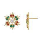 E0533 Fashion Christmas Jewelry Earrings for Women Creative Zircon Christmas Snowflake Stud Earrings
