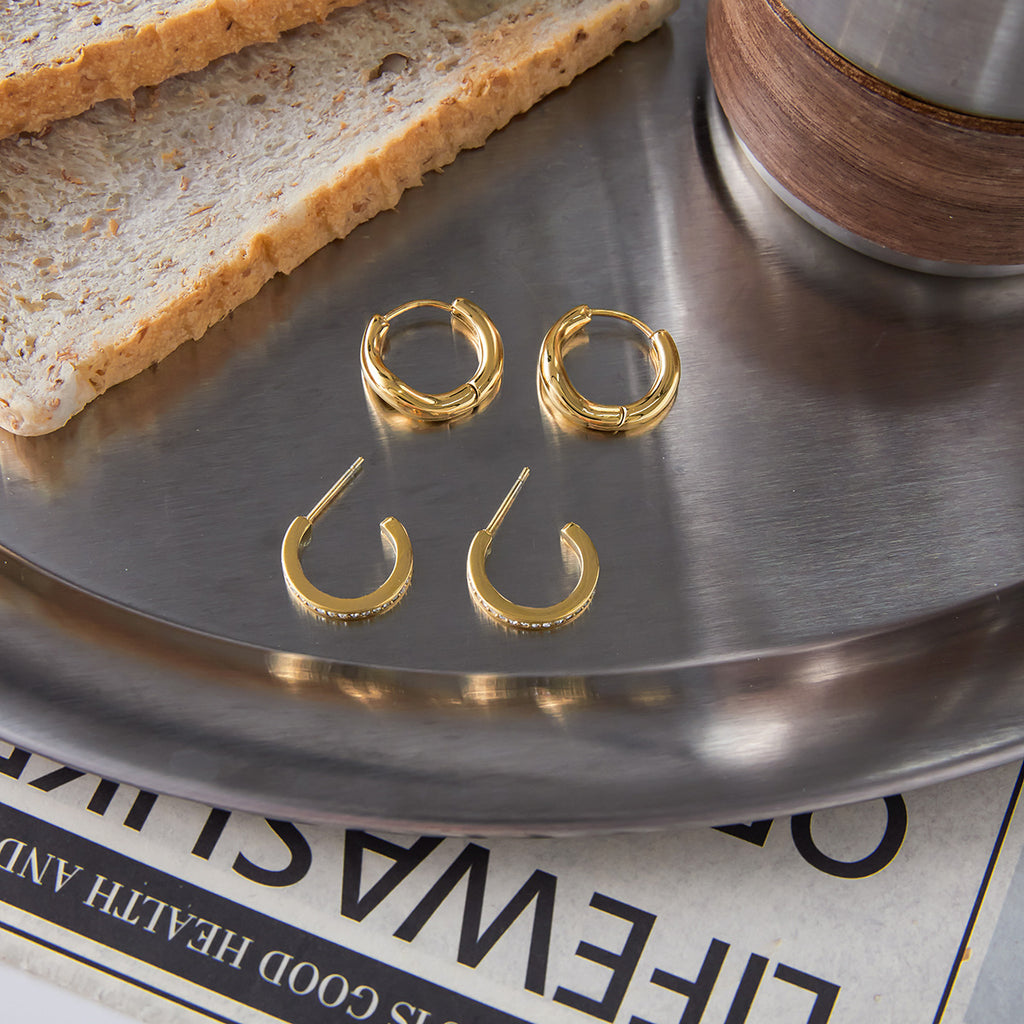 2H Earrings Hoops Non-Fading Ear Clips18k Stainless Steel Ear Jewelry