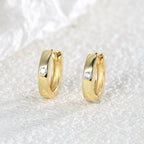 E0355 Ornament Basic Smooth Surface Diamond-Studded Earrings for Women gold Single Diamond Round Earrings Hoop Earrings