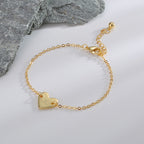 B0182  Korean Version Fashion Simple Heart-shaped Bracelet for Women gold Love Heart26Minimalist Letter Style