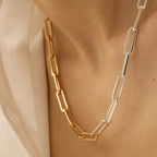 Stainless Steel Color Block Necklace Collarbone Chain Plain Circle Chain Jewelry