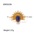 Open Profile Open Stainless Steel Ring in 18K Gold-Tone with Adjustable Detail featuring adjustable and a gold-tone