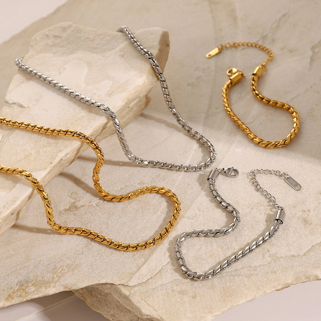 18K Gold Stainless Steel/3Mm Type A S Chain Necklace Beach Summer Fashion Simple Exquisite Bracelet