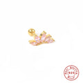 Floral Stud 925 Sterling Silver Earrings — earring silhouette — alternate angle 2 — jewelry finish and design detail