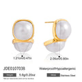 Pearl Stainless Steel Stud Earrings in Gold-Tone — Defined Silhouette with gold-tone stainless steel construction